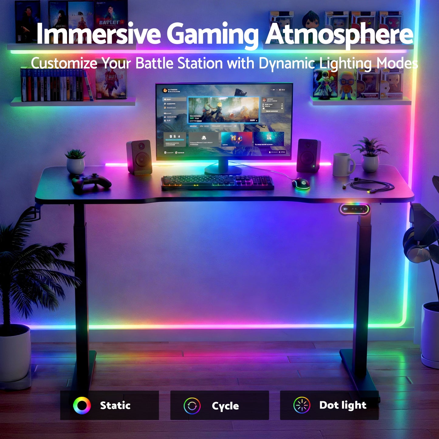 Artiss Electric Standing Desk Gaming Desks Sit Stand Table RGB Light Home Office