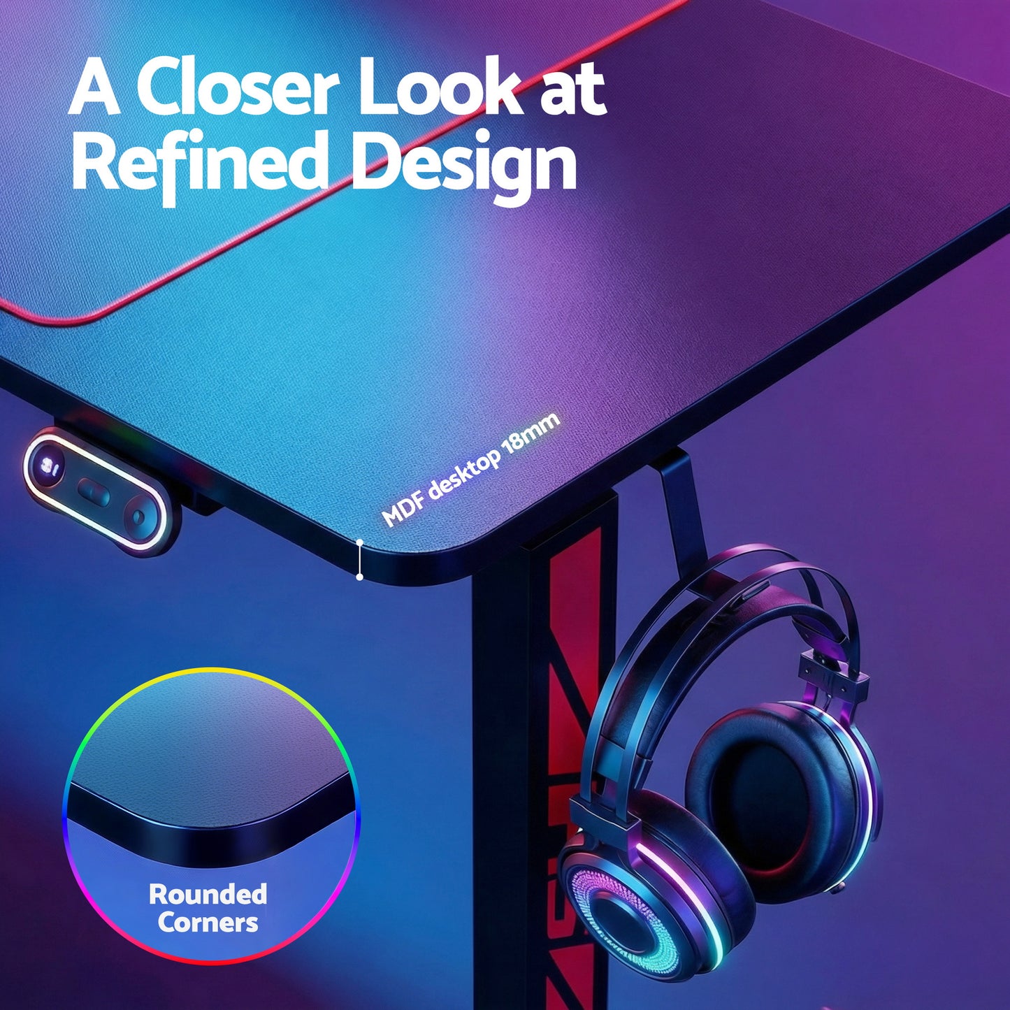 Artiss Electric Standing Desk Gaming Desks Sit Stand Table RGB Light Home Office