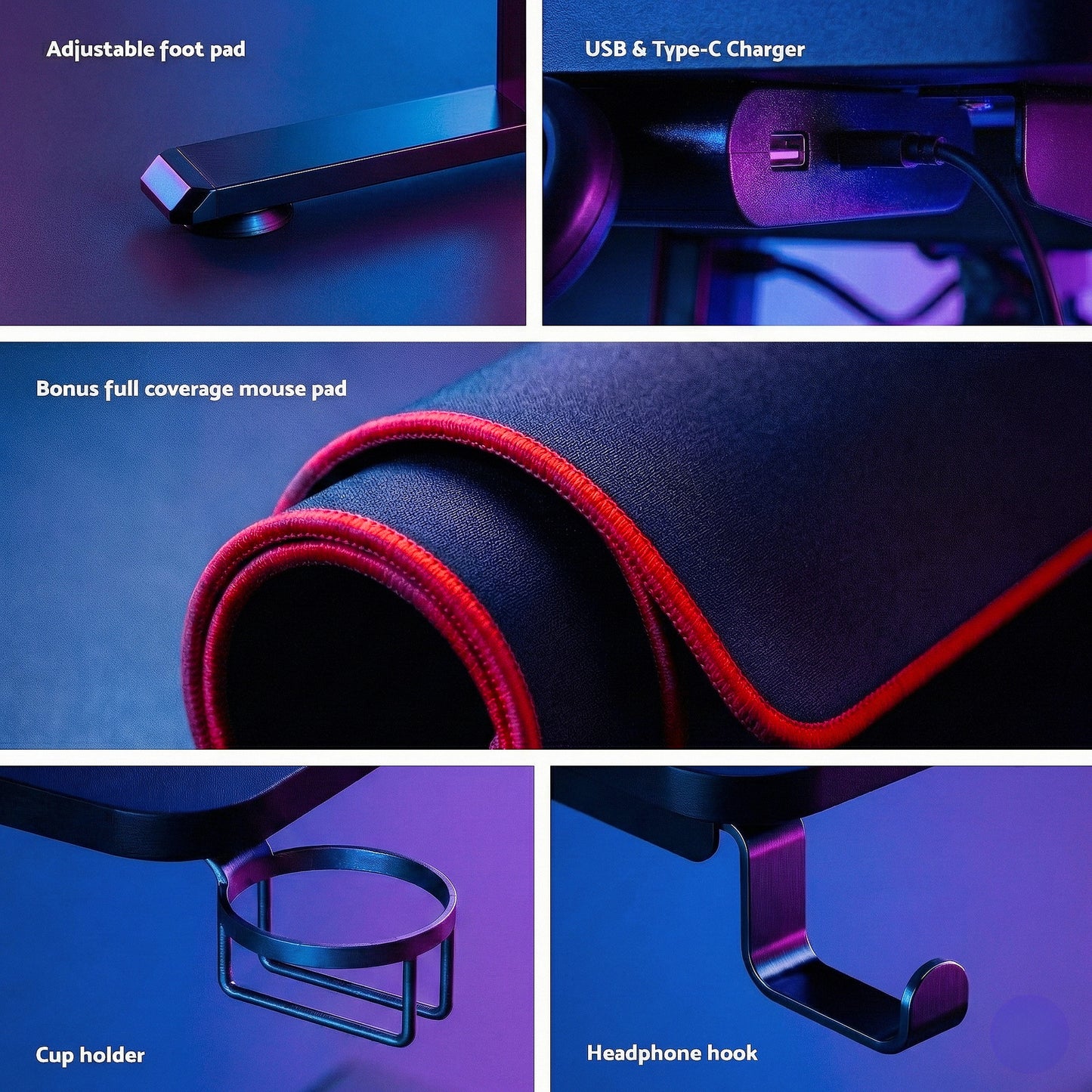 Artiss Electric Standing Desk Gaming Desks Sit Stand Table RGB Light Home Office