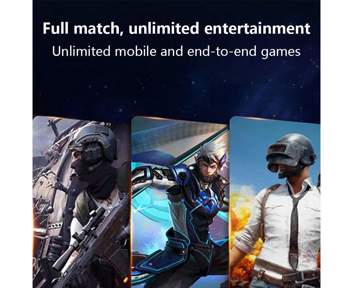 JX-59 mobile-gaming graphic featuring shooter and fantasy game artwork with full-match tagline