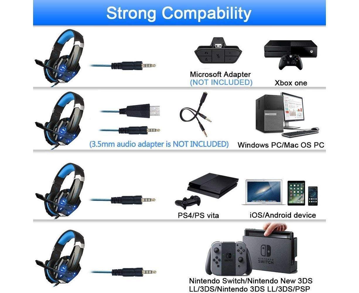 Gaming Headset - Noise Cancelling - Over Ear Headphones with Mic and LED Light