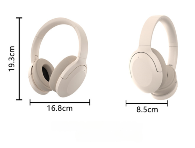 P3965 headphones size diagram showing 19.3cm height, 16.8cm width and 8.5cm folded depth